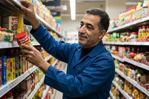        عمال ترتيب البضائع على الأرفف  